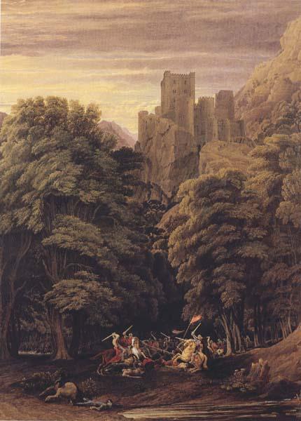 William Turner of Oxford A Scene in the vicinity of a Baronial Residence in the reign of Stephen (mk47) china oil painting image
